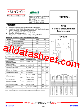 TIP122L Datasheet PDF - Micro Commercial Components