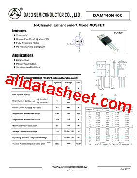 DAM160N40C Datasheet PDF - DACO SEMICONDUCTOR CO.,LTD.