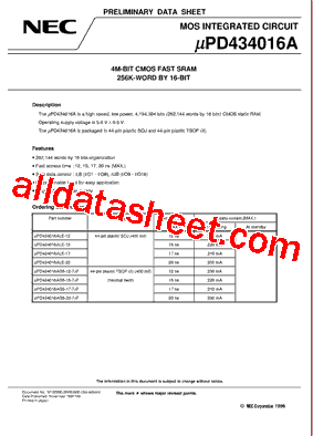 434016ALG5 Datasheet PDF - NEC