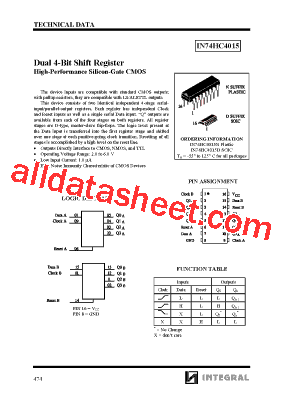 IN74HC4015 Datasheet PDF - Integral Corp.