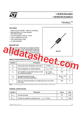 1-5KE440CA Datasheet PDF - STMicroelectronics