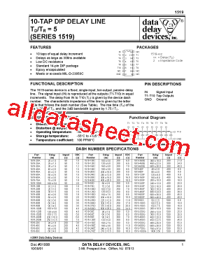 1519-40C Datasheet PDF - Data Delay Devices, Inc.
