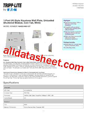 N042U-W01-ST Datasheet PDF - Tripp Lite. All Rights Reserved