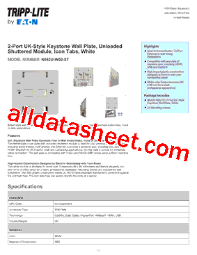 N042U-W02-ST Datasheet PDF - Tripp Lite. All Rights Reserved