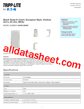 N042E-WHM0 Datasheet PDF - Tripp Lite. All Rights Reserved