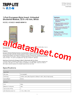 N042E-WHM1-S Datasheet PDF - Tripp Lite. All Rights Reserved