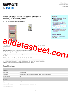 N042U-WHM-S Datasheet PDF - Tripp Lite. All Rights Reserved
