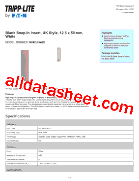 N042U-WQB Datasheet PDF - Tripp Lite. All Rights Reserved