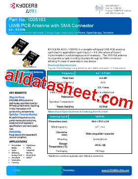1005193 Datasheet PDF - AVX Corporation