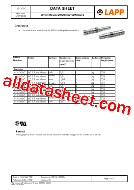1121840C Datasheet PDF - Lapp.