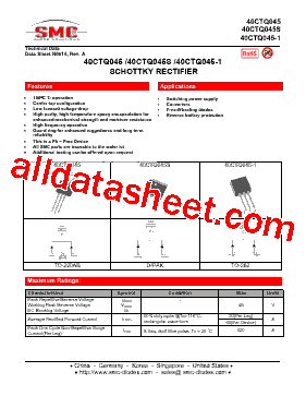 40CTQ045S Datasheet PDF - SMC Diode Solutions Co. LTD