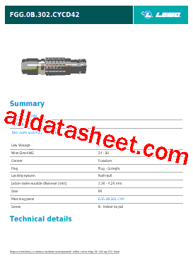 20240 Datasheet PDF - LEMO Connectors