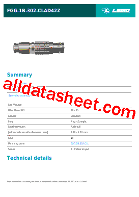 20240 Datasheet PDF - LEMO Connectors