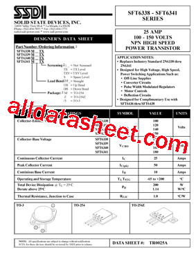 SFT6339 Datasheet PDF - Solid States Devices, Inc