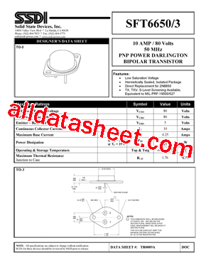 SFT6650/3 Datasheet PDF - Solid States Devices, Inc