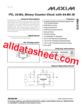 DS1372 Datasheet PDF - Maxim Integrated Products