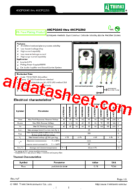 40CPQ080 Datasheet PDF - Thinki Semiconductor Co., Ltd.