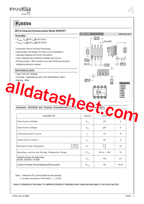PJ6694 Datasheet PDF - Pan Jit International Inc.