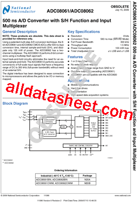 ADC08061 Datasheet PDF - National Semiconductor (TI)