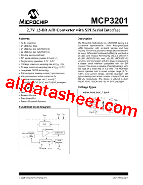 MCP3201-CI/MS Datasheet PDF - Microchip Technology