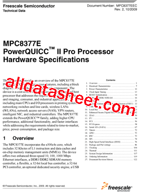MPC8377E Datasheet PDF - Freescale Semiconductor, Inc