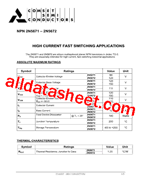 2N5671 Datasheet PDF - Comset Semiconductor