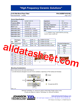 2450BP14C0100 Datasheet PDF - Johanson Technology Inc.