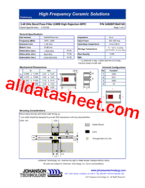 3480BP39A0140 Datasheet PDF - Johanson Technology Inc.