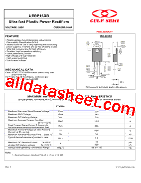 UERP16DR Datasheet PDF - Gulf Semiconductor