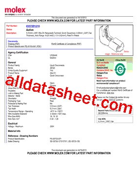 0357201210 Datasheet PDF - Molex Electronics Ltd.