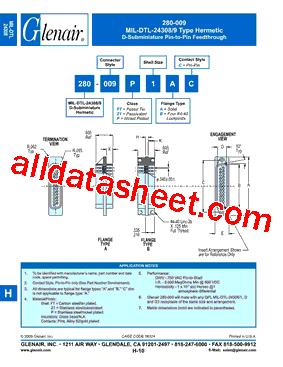 280-009P4BC Datasheet PDF - Glenair, Inc.