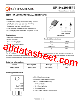 SF10A200HPI Datasheet PDF - KODENSHI_AUK CORP.