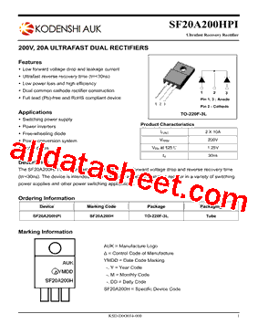 SF20A200HPI Datasheet PDF - KODENSHI_AUK CORP.