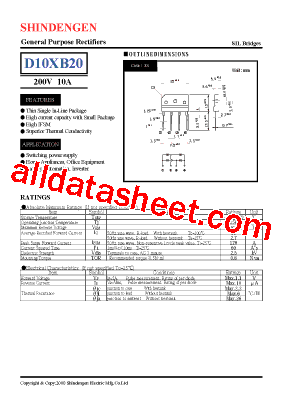 D10XB20 Datasheet PDF - Shindengen Electric Mfg.Co.Ltd