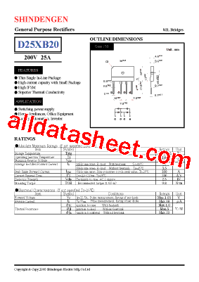 D25XB20 Datasheet PDF - Shindengen Electric Mfg.Co.Ltd