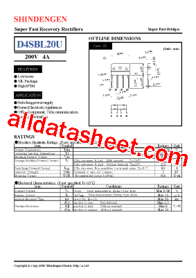 D4SBL20U Datasheet PDF - Shindengen Electric Mfg.Co.Ltd
