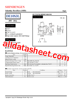 DE10S3L Datasheet PDF - Shindengen Electric Mfg.Co.Ltd