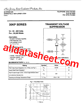 30KP140C Datasheet PDF - New Jersey Semi-Conductor Products, Inc.