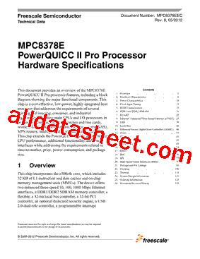 MPC8378E Datasheet PDF - Freescale Semiconductor, Inc