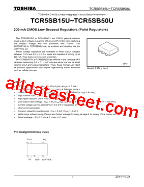 TCR5SB15U Datasheet PDF - Toshiba Semiconductor