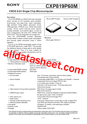 CXP819P60M Datasheet PDF - Sony Corporation