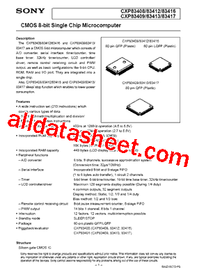 CXP83408 Datasheet PDF - Sony Corporation