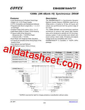 EM488M1644VTF Datasheet PDF - Eorex Corporation