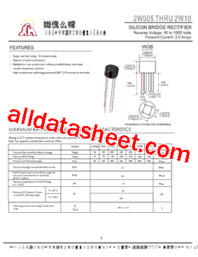2W005 Datasheet PDF - Gaomi Xinghe Electronics Co., Ltd.