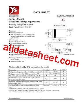 5.0SMCJ40C Datasheet PDF - Yea Shin Technology Co., Ltd