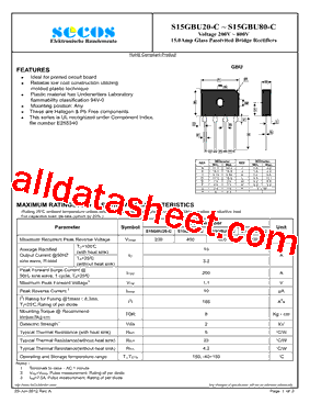 S15GBU20-C Datasheet PDF - SeCoS Halbleitertechnologie GmbH
