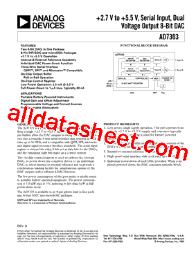 AD7303BNZ Datasheet PDF - Analog Devices