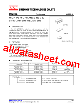 UT232EL-R16-R Datasheet PDF - Unisonic Technologies