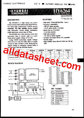 HY6264 Datasheet PDF - Hynix Semiconductor
