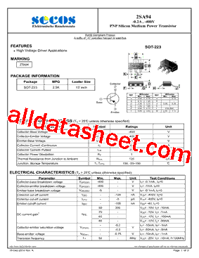 2SA94 Datasheet PDF - SeCoS Halbleitertechnologie GmbH